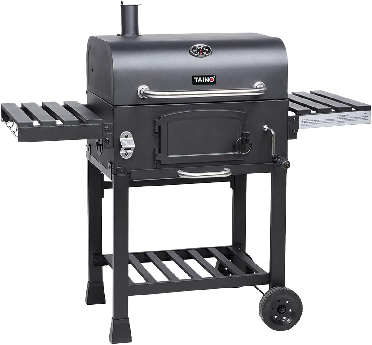 TAINO HERO XL Barbacoa ahumadora, carro grill, barbacoa de carbón, chimenea de exterior, barbacoa de pie, ahumador, accesorios