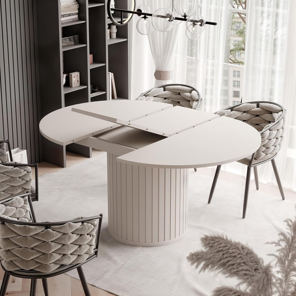 Mesa de comedor redonda extensible 120 ø - 160 cm, mesa de comedor redonda ovalada extensible, mesa de comedor - mesa de cocina