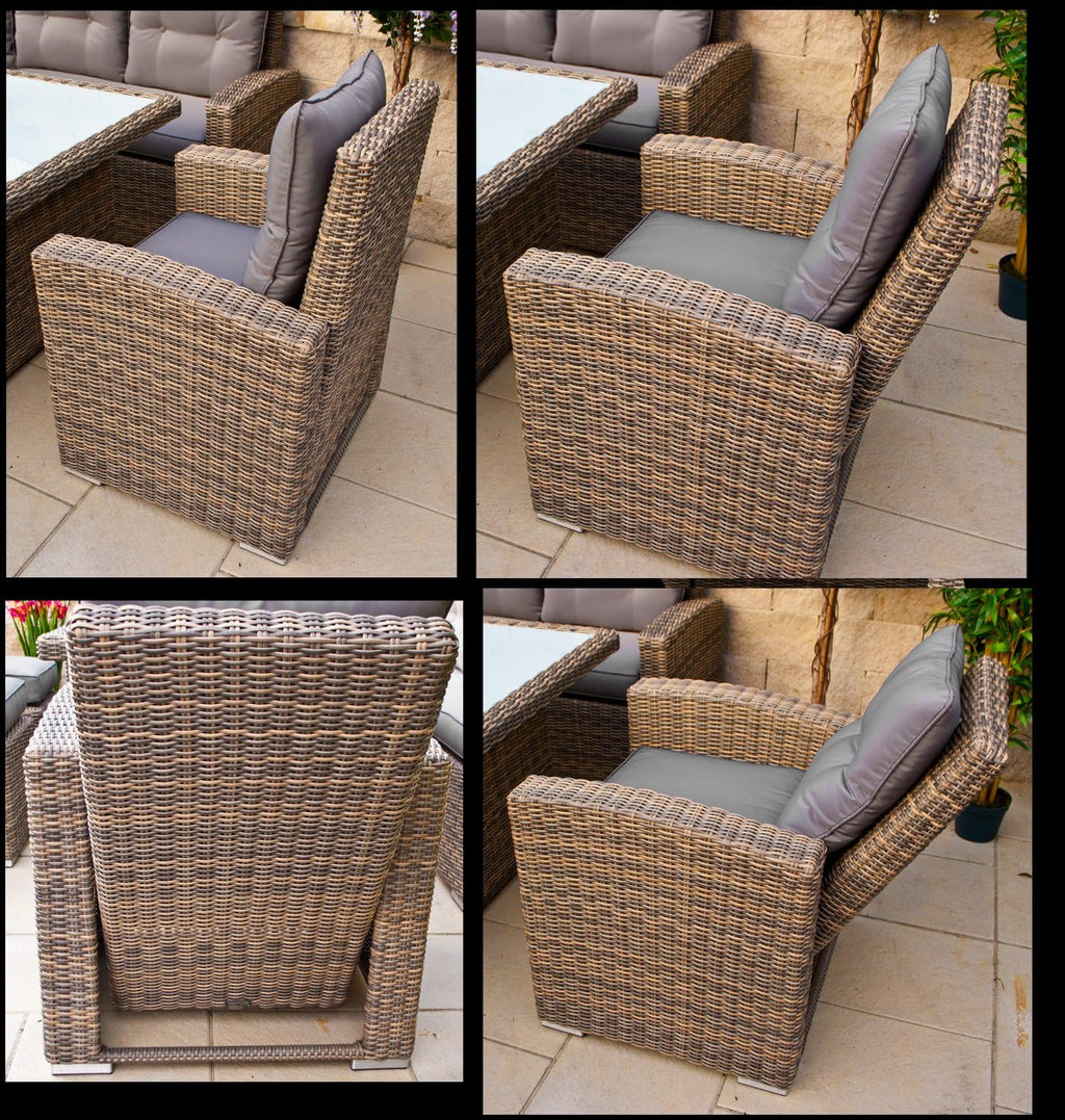 Ragnarök-Möbeldesign - Muebles de comedor altos - Fabricantes ALEMANES - 8 años de GARANTÍA - Producción PROPIA - Conjunto de comedor de jardín de ratán sintético, sillones, ratán redondo color natural, gris