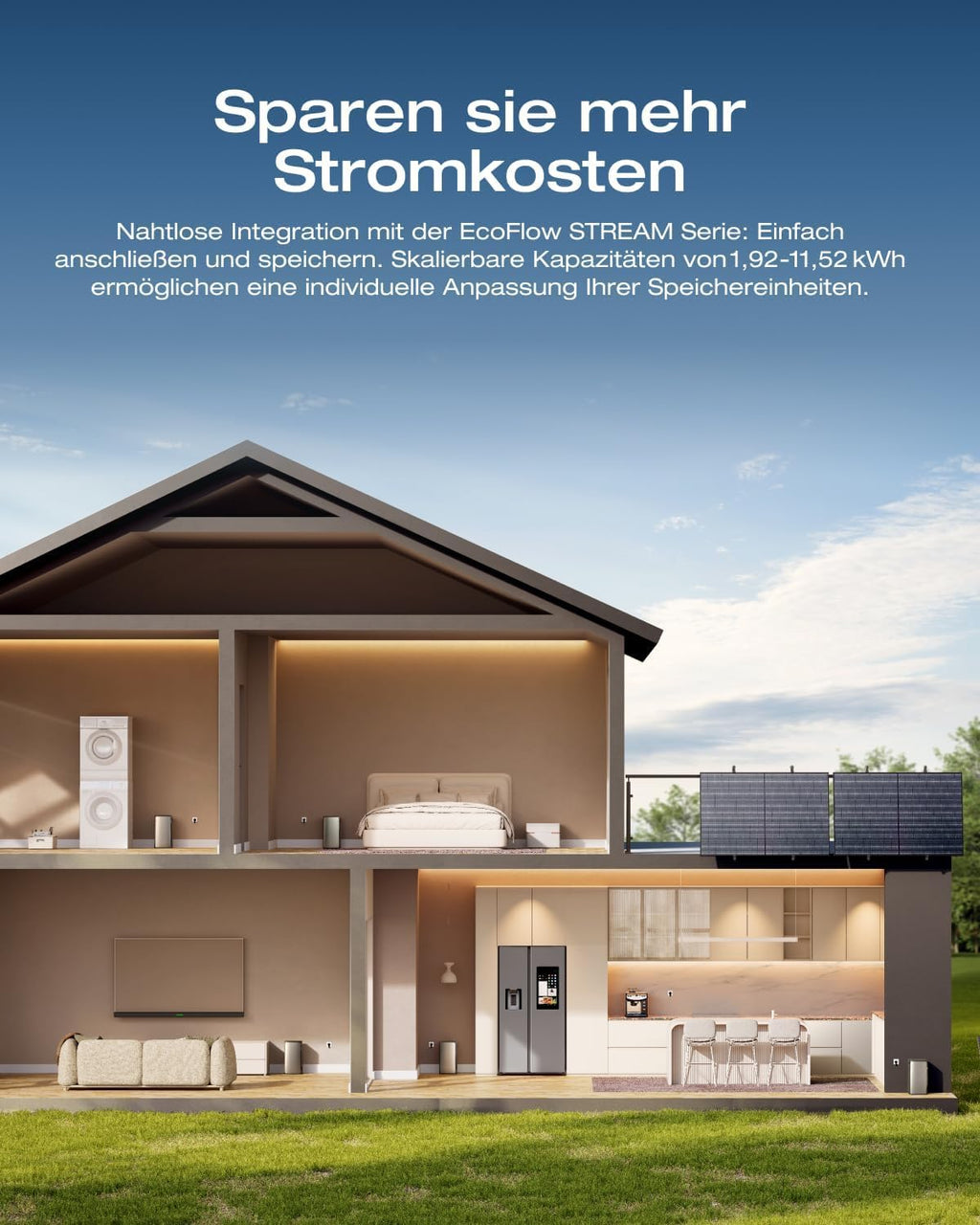 Solarway® 1000Wp / 800W sistema solar para balcón, kit completo para enchufe - nuevo microinversor EcoFlow Stream de 800 vatios - kit completo de sistema solar - paneles solares bifaciales negros de 500W, EcoFlow y accesorios