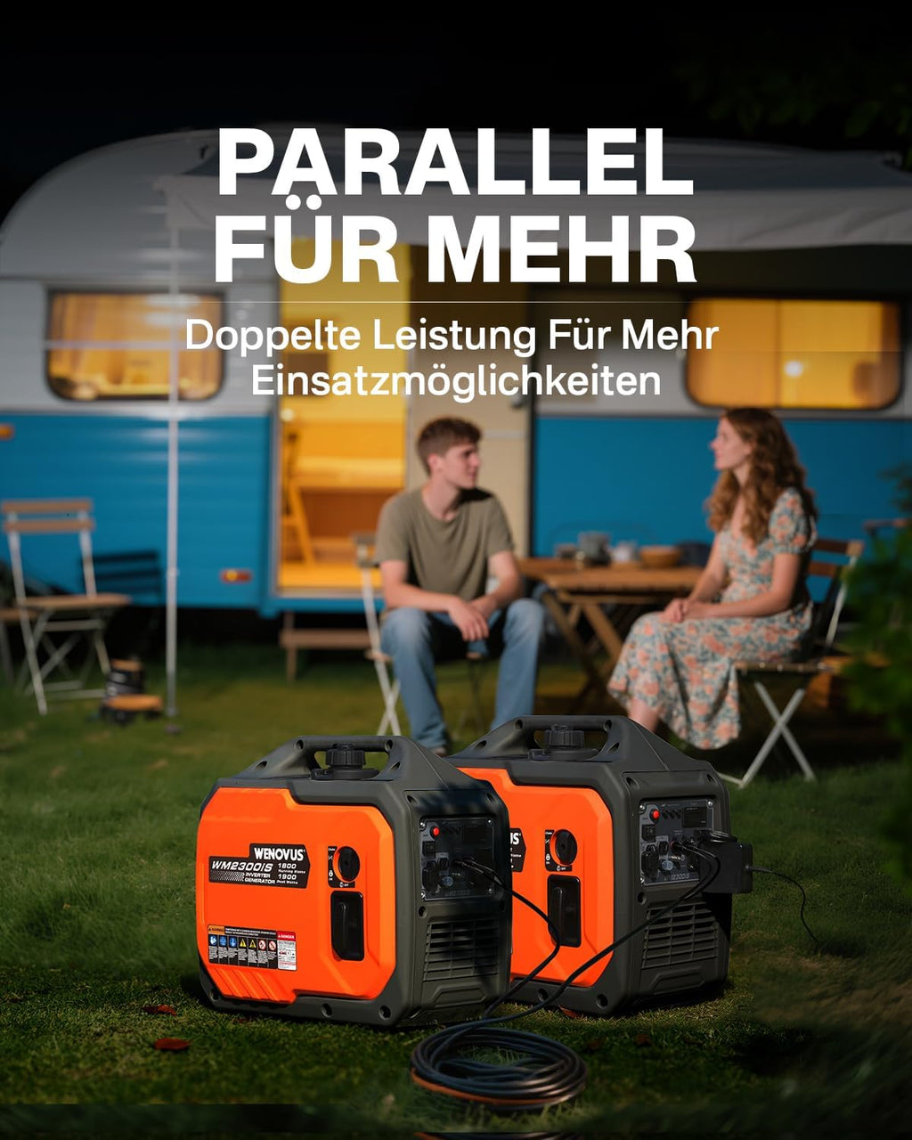 Generador eléctrico inversor de gasolina, supersilencioso y portátil, 1900W, 4 tiempos, con toma de 230V y USB, generador de emergencia para cortes de luz, camping, caravana, autocaravana y garaje
