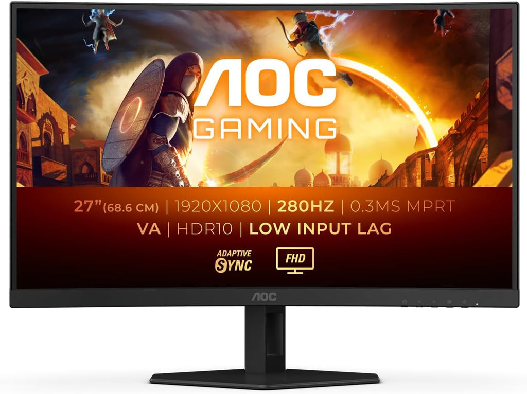 AOC Gaming C27G4ZXED - Monitor curvo FHD de 27 pulgadas, 280Hz, 1ms, HDR10, FreeSync Premium (1920x1080, HDMI, DisplayPort) Negro/Gris