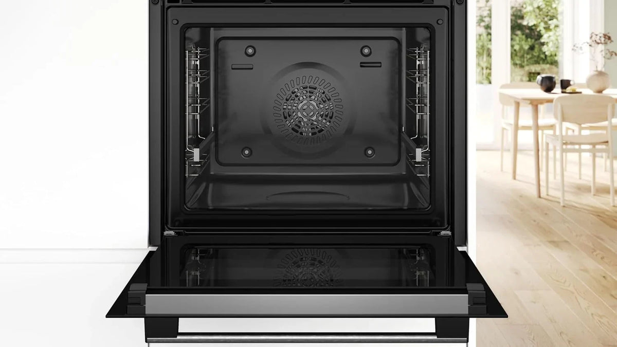 Bosch - Horno multifunción pirolítico, 60 cm de ancho, Serie 6, Home Connect, aire caliente 3D, autolimpieza, mandos ocultables, negro, HBG578ES7