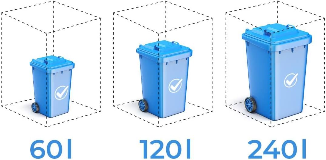 Cubitera para basura Metzler en antracita y aspecto de madera, para 2 cubos de 240 L, revestimiento para 2 cubos, acero con recubrimiento en polvo resistente a la intemperie con tapa automática, bloqueable, caja para jardín y basura