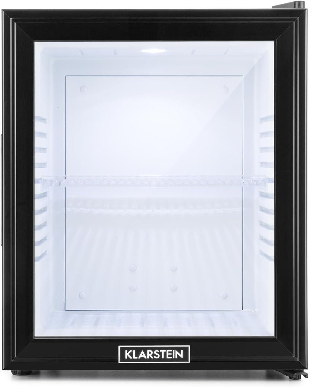 Minibar Klarstein MKS-13, mininevera, refrigerador de bebidas con estante (36 litros, silencioso, fácil de limpiar), negro y plateado