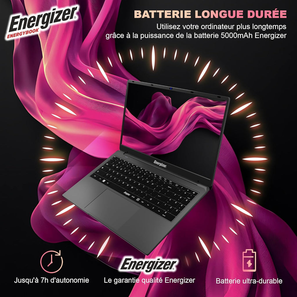Energizer EnergyBook - Ordenador portátil 15,6'' HD+, 8 GB de RAM, SSD 256 GB, PC portátil Intel Celeron, UHD Graphics, Windows 11, portátil gris, teclado AZERTY (francés), USB 3.0, HDMI