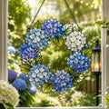 Atrapasol de hortensias, decoración acrílica para ventana con flores de hortensia azules