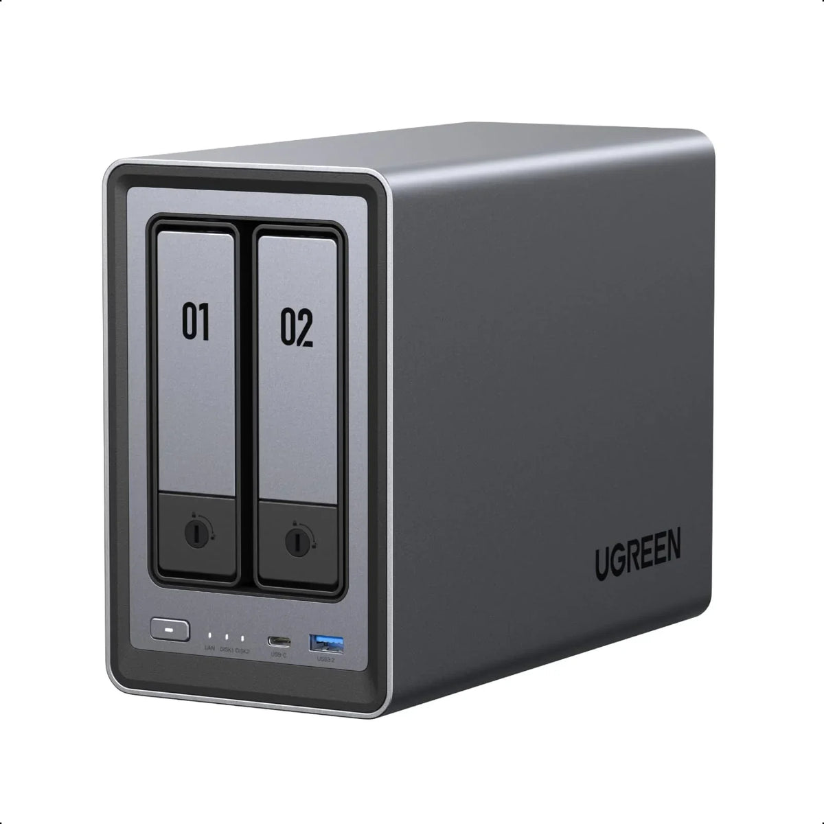 NAS de 2 bahías DXP2800 con Intel N100, 2,5 GbE, 8 GB DDR5, 2x M.2 NVMe, HDMI 4K, hasta 80 TB, sin HDD