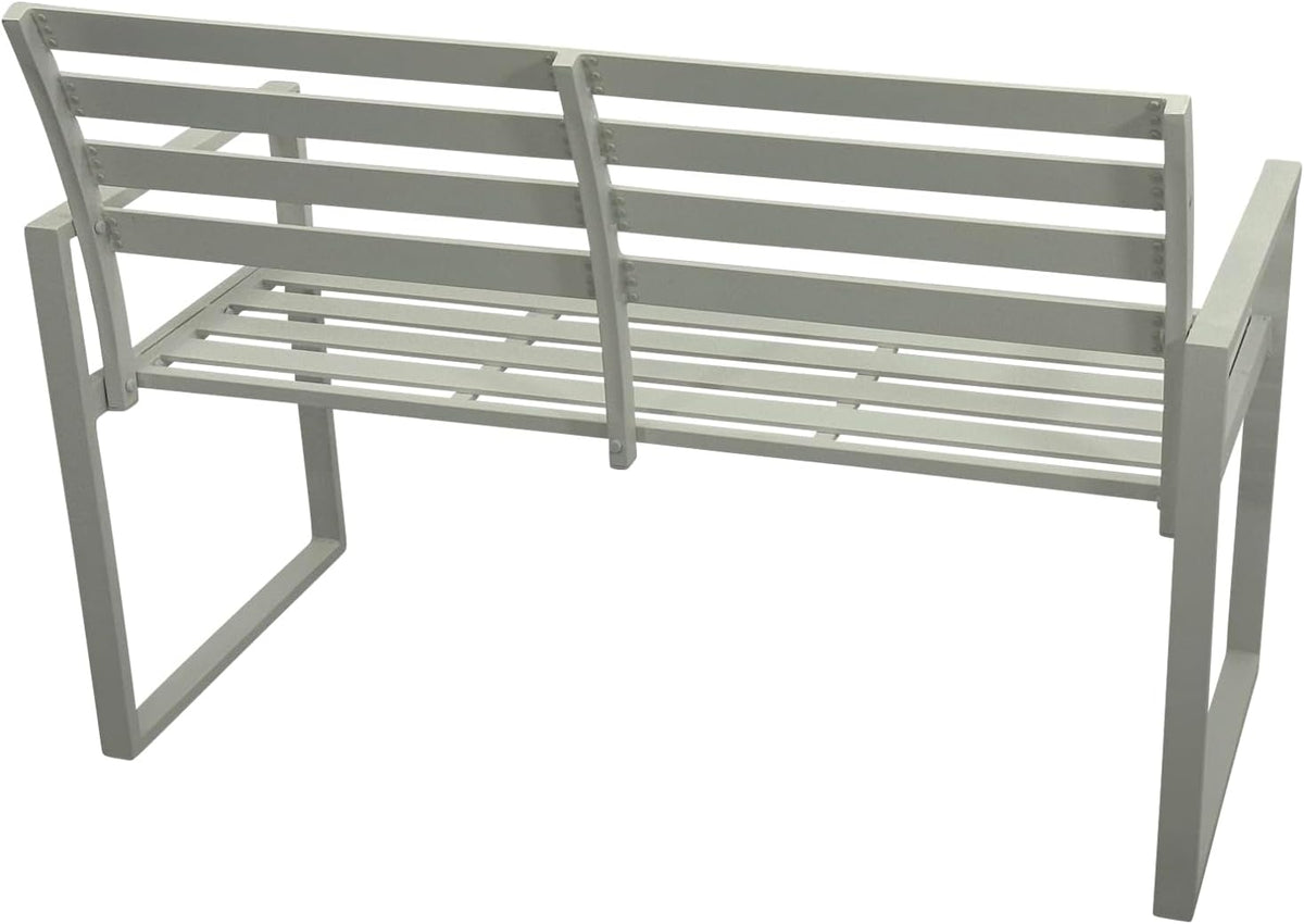 Banco de jardín DEGAMO Atlanta de 2 plazas, 123 cm, de aluminio resistente a la intemperie y al óxido, blanco, para exteriores