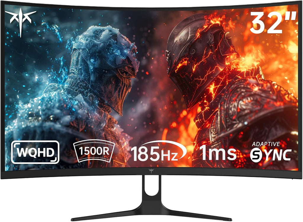 Monitor Gaming Curvo KTC de 32 Pulgadas | QHD@185Hz (OC) | Tiempo de Respuesta 1ms | Panel HVA, Curvatura 1500R | 96% DCI-P3, 99% sRGB, 1.07 mil millones de colores | HDR10 | VESA 100×100 | Baja luz azul | H32S5
