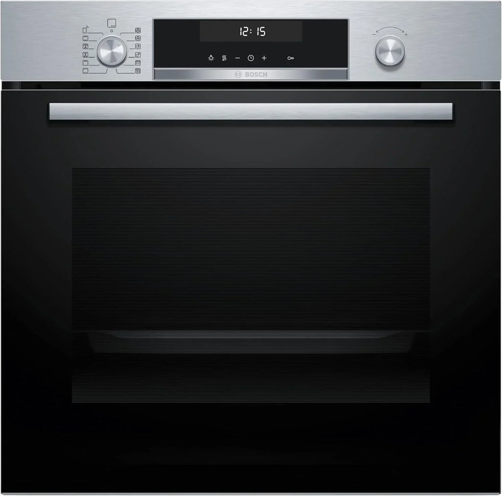 Bosch - Horno multifunción pirolítico, 60 cm de ancho, Serie 6, Home Connect, aire caliente 3D, autolimpieza, mandos ocultables, negro, HBG578ES7