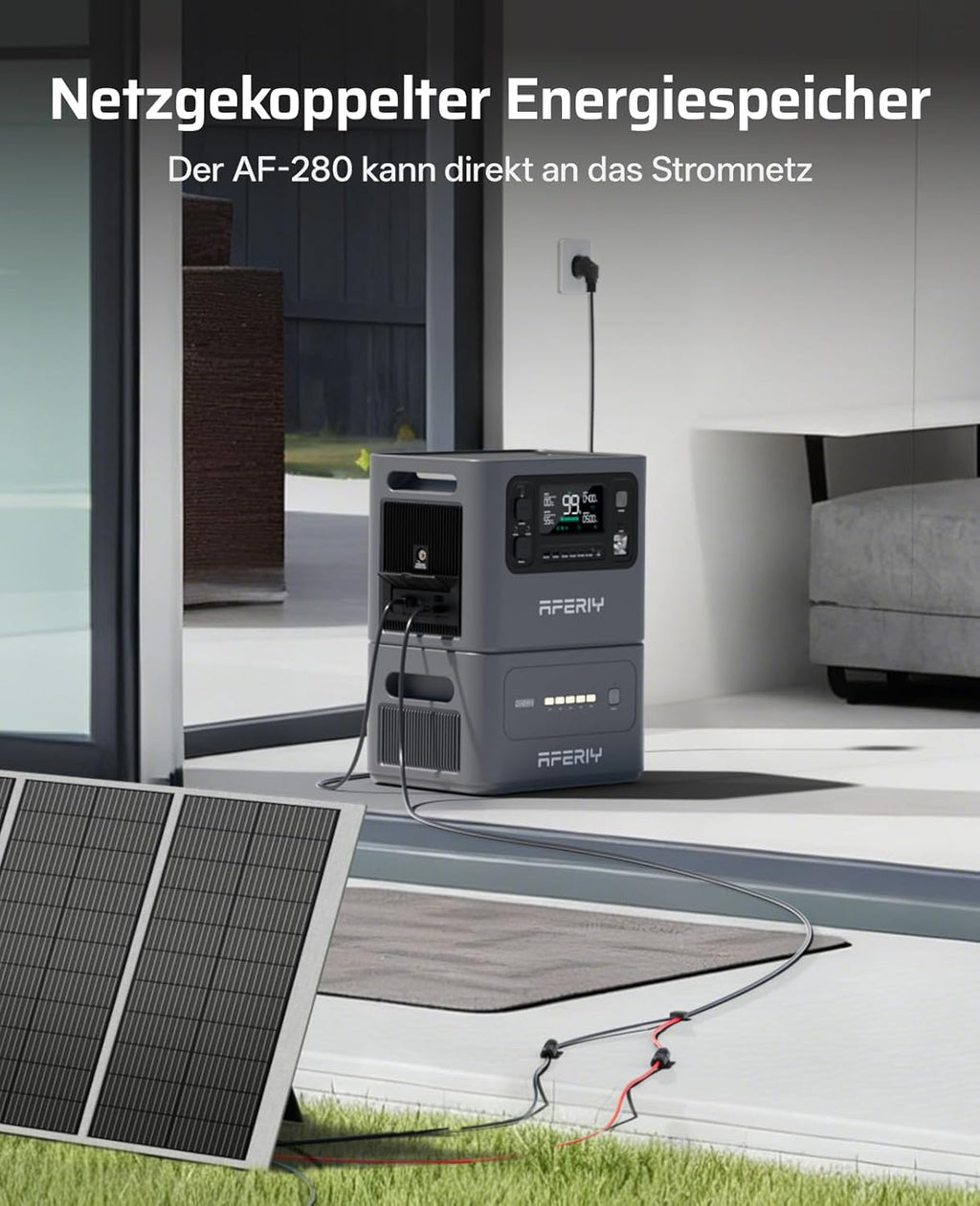 AFERIY 2800W Estación de energía portátil, 2048Wh LiFePO4 Carga rápida en 1,5h, 13 salidas, Onda sinusoidal pura 230V, SAI, Ampliable a 4096Wh, Generador solar para camping/oficina en casa 2025 Nuevo