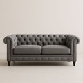 Sofá Chesterfield de tela gris de 200 cm