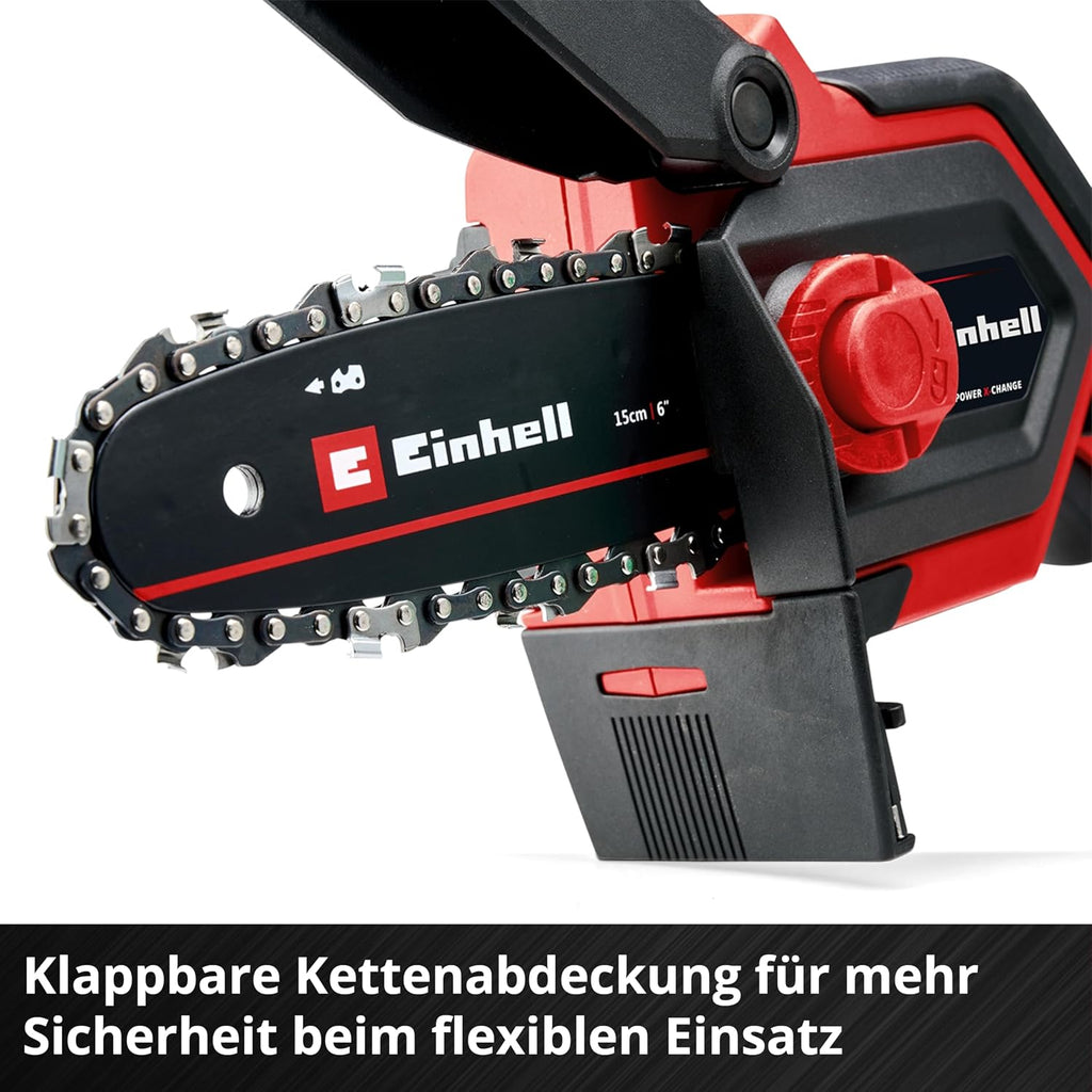 Einhell Sierra de poda a batería GE-PS 18/15 Li Bag Kit Power X-Change (18 V, motor sin escobillas, 12,5 cm de longitud de corte, incl. batería de 2,5 Ah, cargador, cadena de repuesto, bolsa Einhell 45/29)
