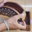 Juego de 2 servilleteros de madera con diseño floral para mesa