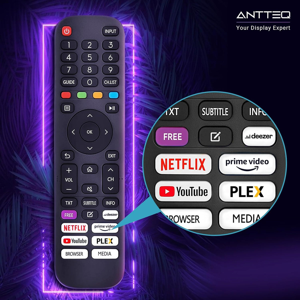 Antteq Vita Smart TV 32 pulgadas (80 cm), televisión con sistema operativo Vidaa, aplicación móvil, tienda de aplicaciones, compartir en TV, Netflix/DAZN/WiFi, HDMI, V32-AH3Q1L, 2025