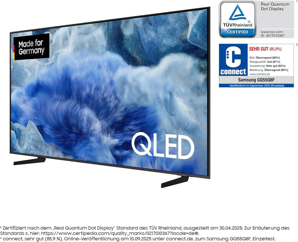 Televisor QLED Q8F 4K de 75 pulgadas (189 cm) UHD, procesador Q4 AI, Quantum Dot para colores reales, diseño AirSlim, escalado 4K, Gaming Hub, contenido gratuito, Smart TV con IA