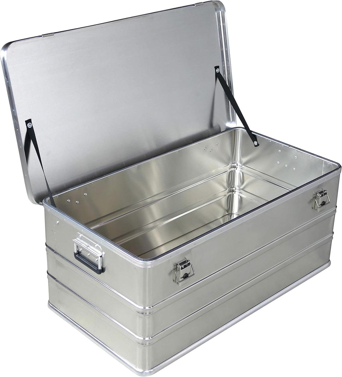 Caja de aluminio Alubox de 140 l de capacidad - Caja de herramientas resistente al polvo y a las salpicaduras - Caja de lanza, baúl metálico, arcón de jardín, caja de aluminio, caja de transporte, caja de herramientas, maletín de aluminio