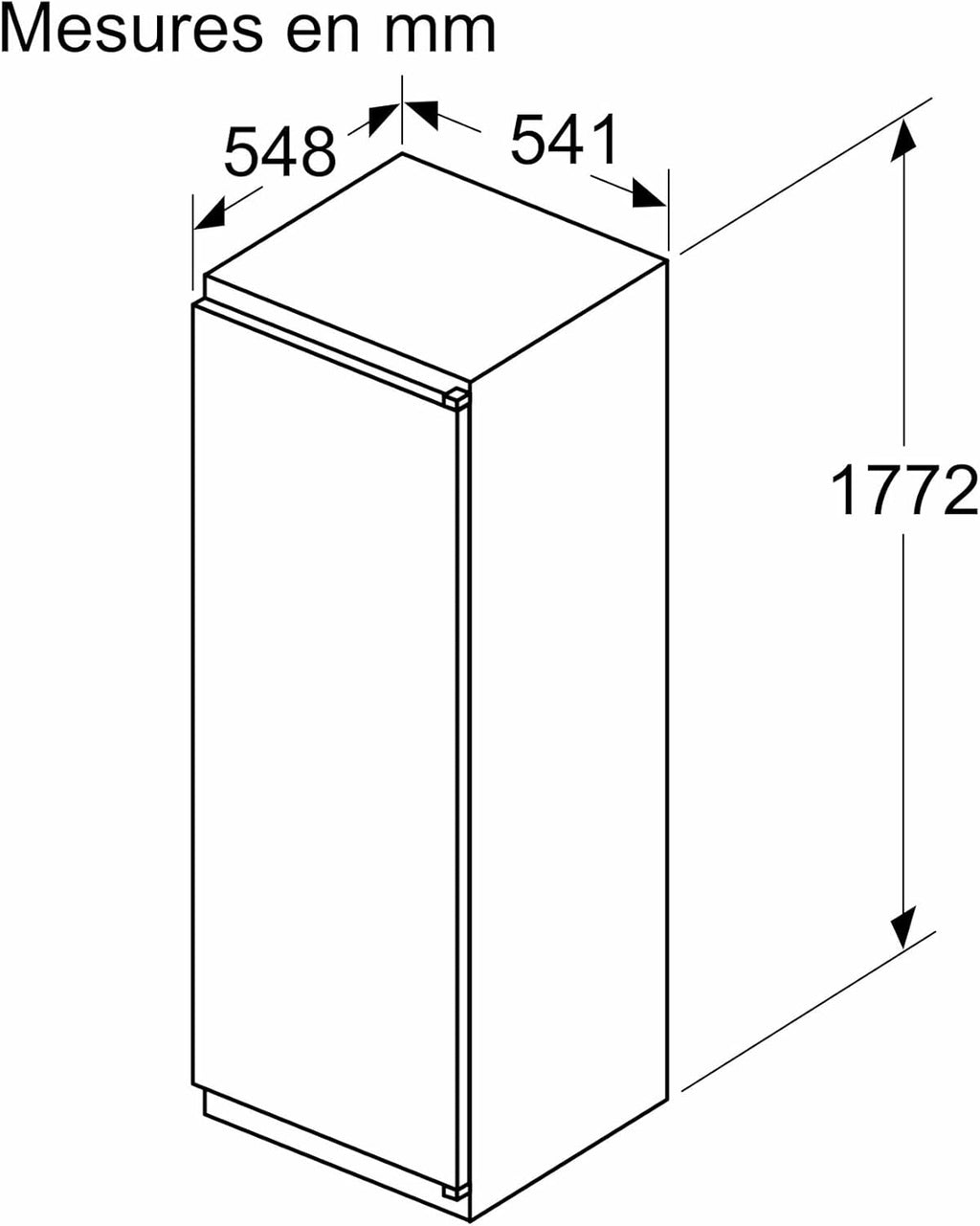 Bosch KIR81NSE0, Serie 2, Frigorífico de 1 puerta, Integrable, 177,2 x 54,1 cm, 310 L