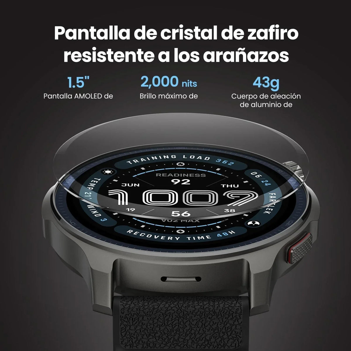 Amazfit Balance 2 Reloj Inteligente Hombre 47mm, Pantalla AMOLED 1,5" Cristal de Zafiro, smartwatch con NFC, GPS, batería de 21 días, 170+ Modos Deportivos, Hyrox, Golf, para Android y iPhone