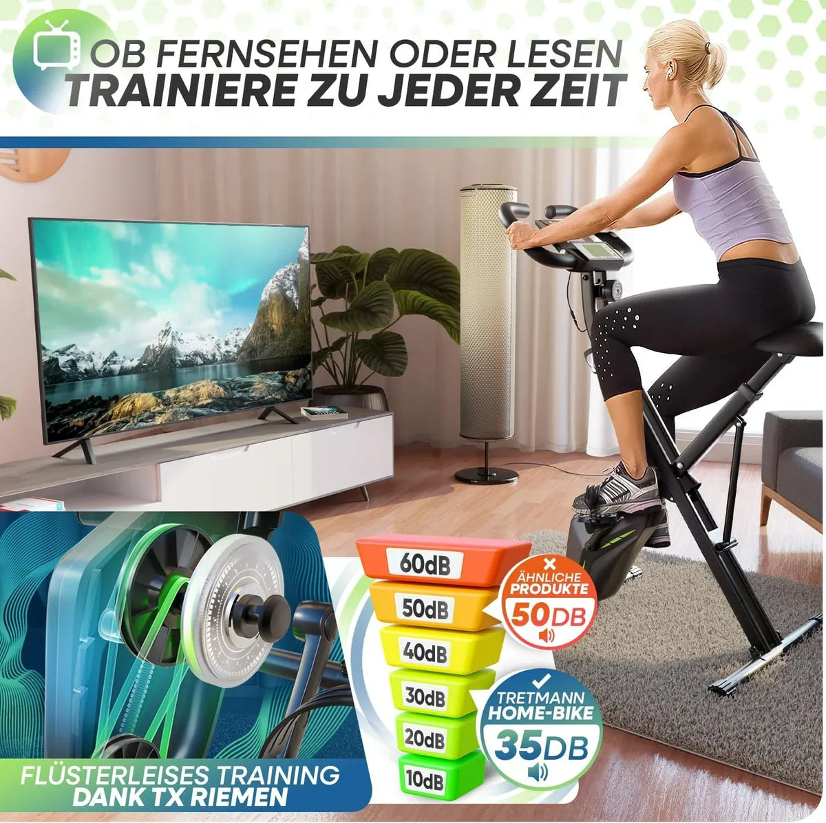 Bicicleta estática plegable, ergómetro magnético con 16 niveles de resistencia y asiento RelaxFoam, capacidad de carga hasta 150 kg