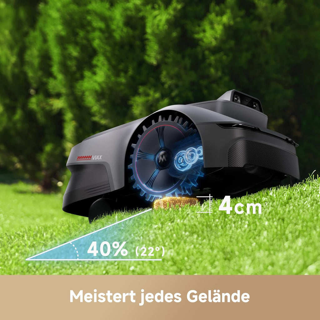 Robot Mähroboter MOVA ViAX 250 sin cable perimetral, recomendado para 250 m², mapeo automático asistido por IA, rutas en forma de U, evitación de obstáculos con doble visión, mejor corte de bordes, para terrenos complejos, control por aplicación
