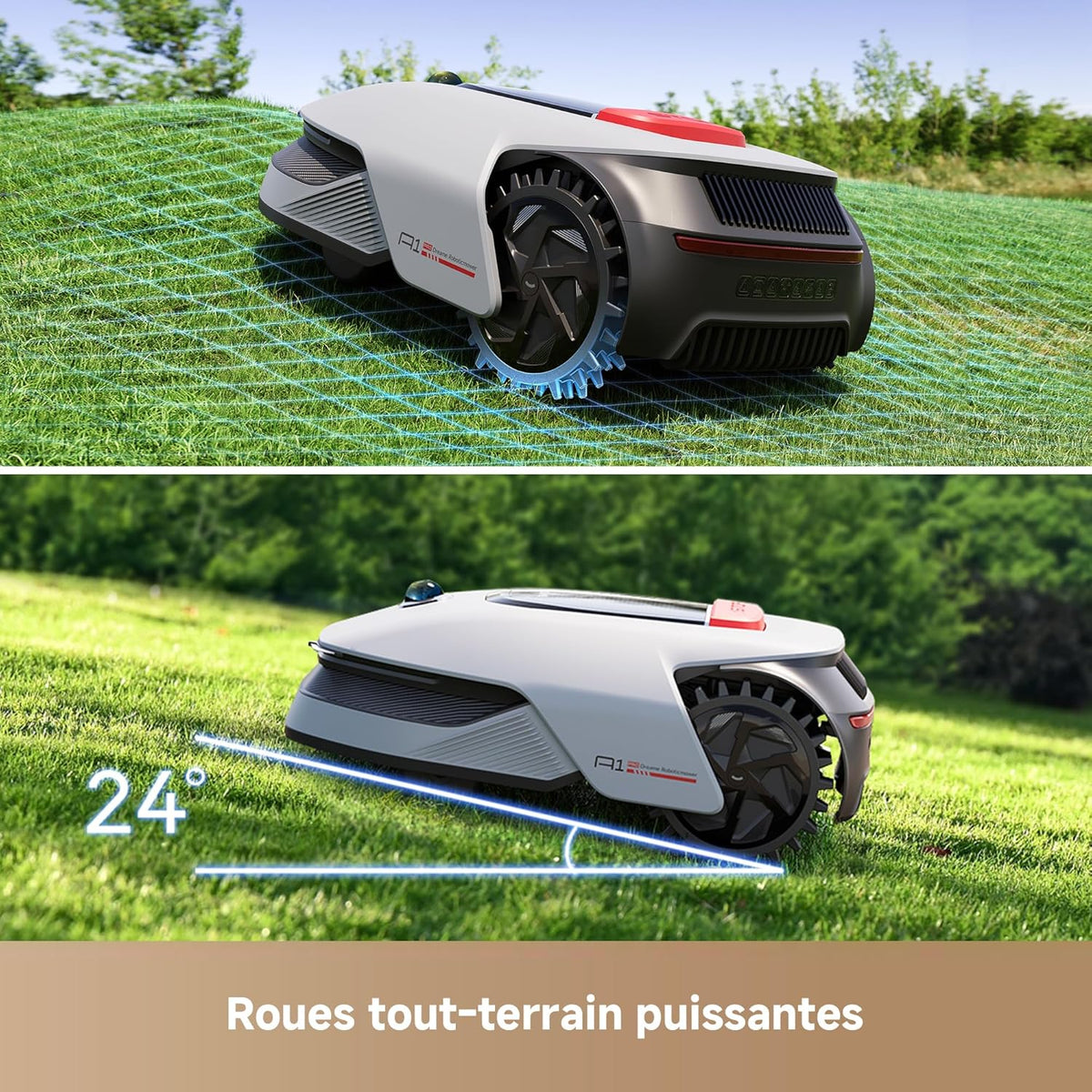 Robot cortacésped inalámbrico DREAME A1 Pro, LiDAR 3D de 360°, recomendado para 2000 m², control por aplicación, gestión intuitiva de zonas, evitación inteligente de obstáculos
