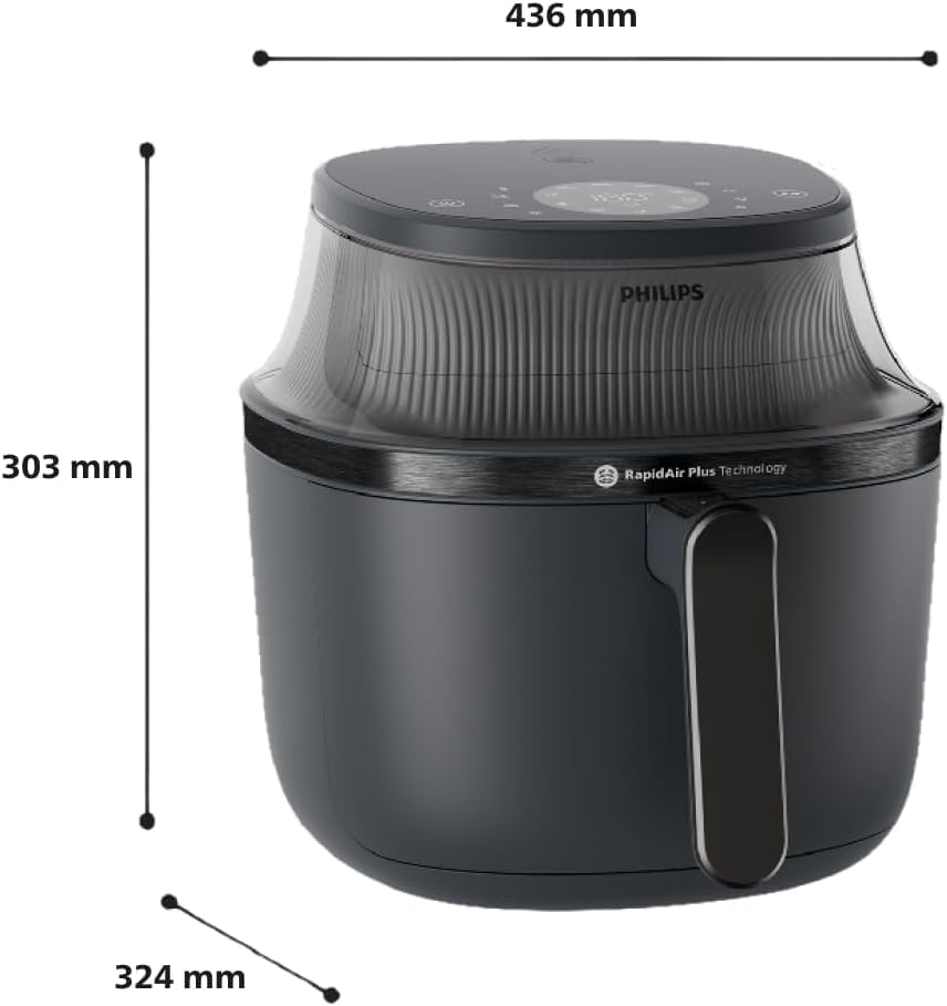 Philips Airfryer Serie 3000 - Freidora de aire 6,2 L, 16 en 1, ventana de cocción, tecnología RapidAir, hasta un 90 % menos de grasa, aplicación HomeID, color negro (NA330/00)
