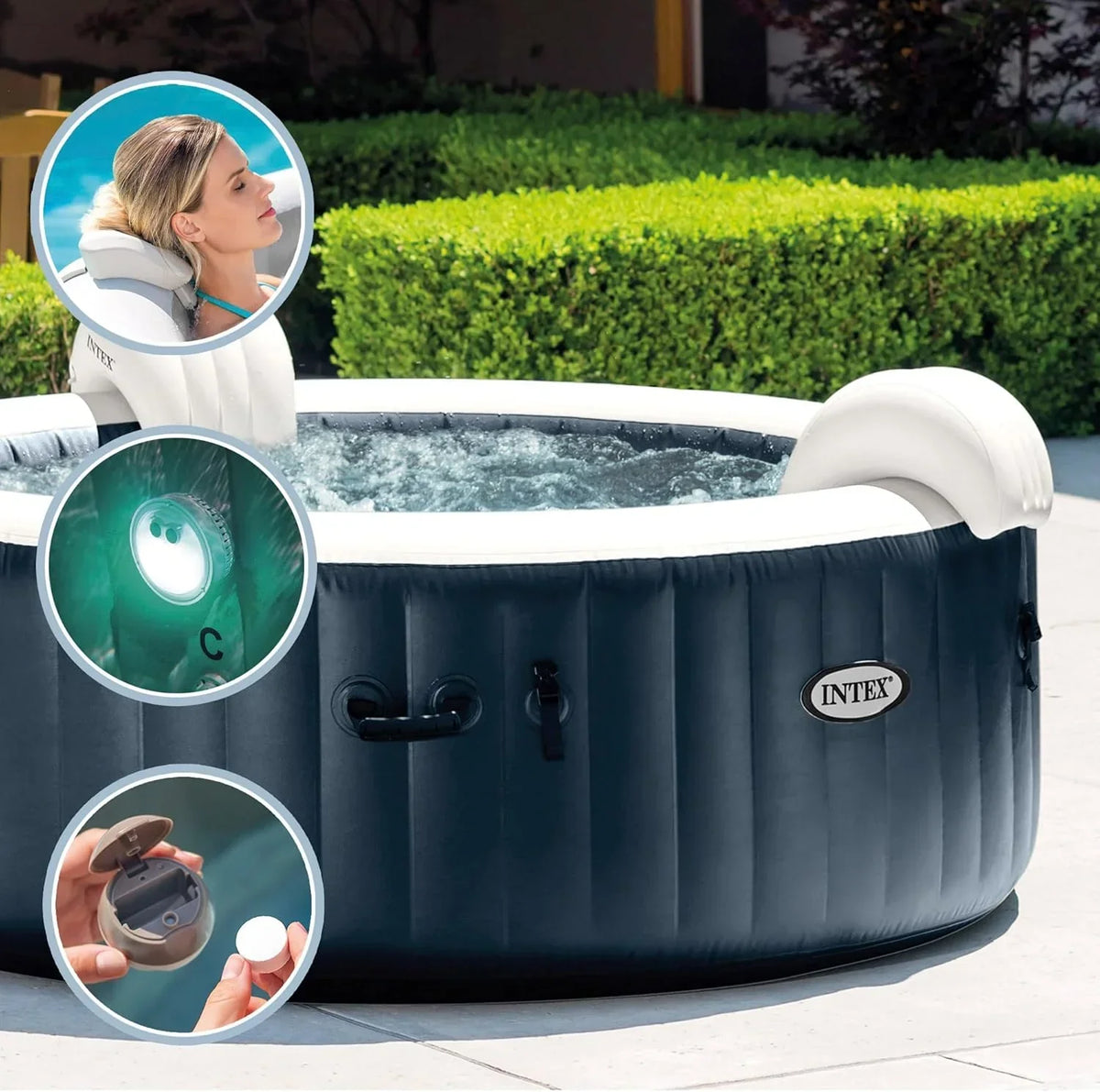 Spa Hinchable Intex para 4 Personas Bubble Massage Navy (55084)
