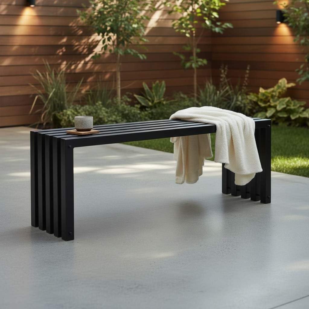 DanDiBo Banco de jardín resistente a la intemperie de metal para exteriores, color negro, 96245 Ida, 120 cm, banco de asiento, banco de jardín, banco de parque, hierro
