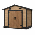 Caseta de jardín de polipropileno con aspecto de madera, color marrón claro