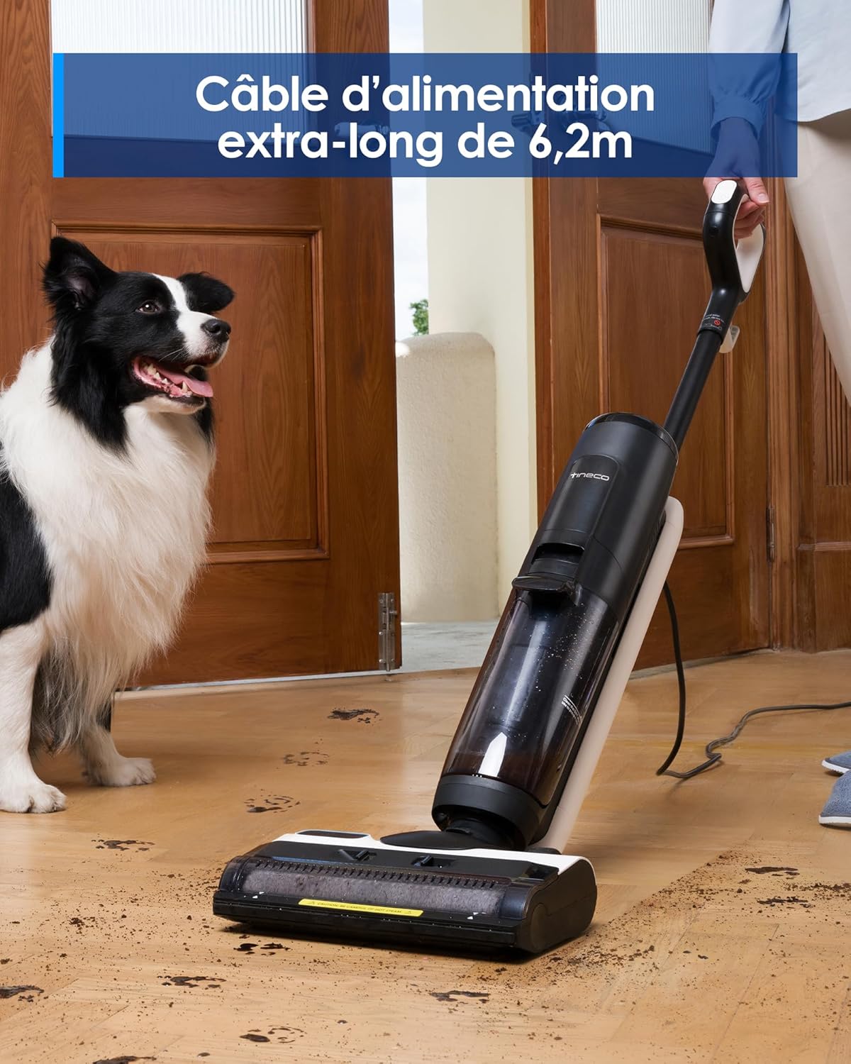 Tineco IFLOOR 5 Steam Aspiradora de Vapor Aspiradora en Seco y Húmedo Todo en Uno, Limpiadora de Vapor para Suelos, Perfecta para Suciedad Pegajosa, Vapor a Alta Temperatura a 120°C, Autolimpieza con Vapor
