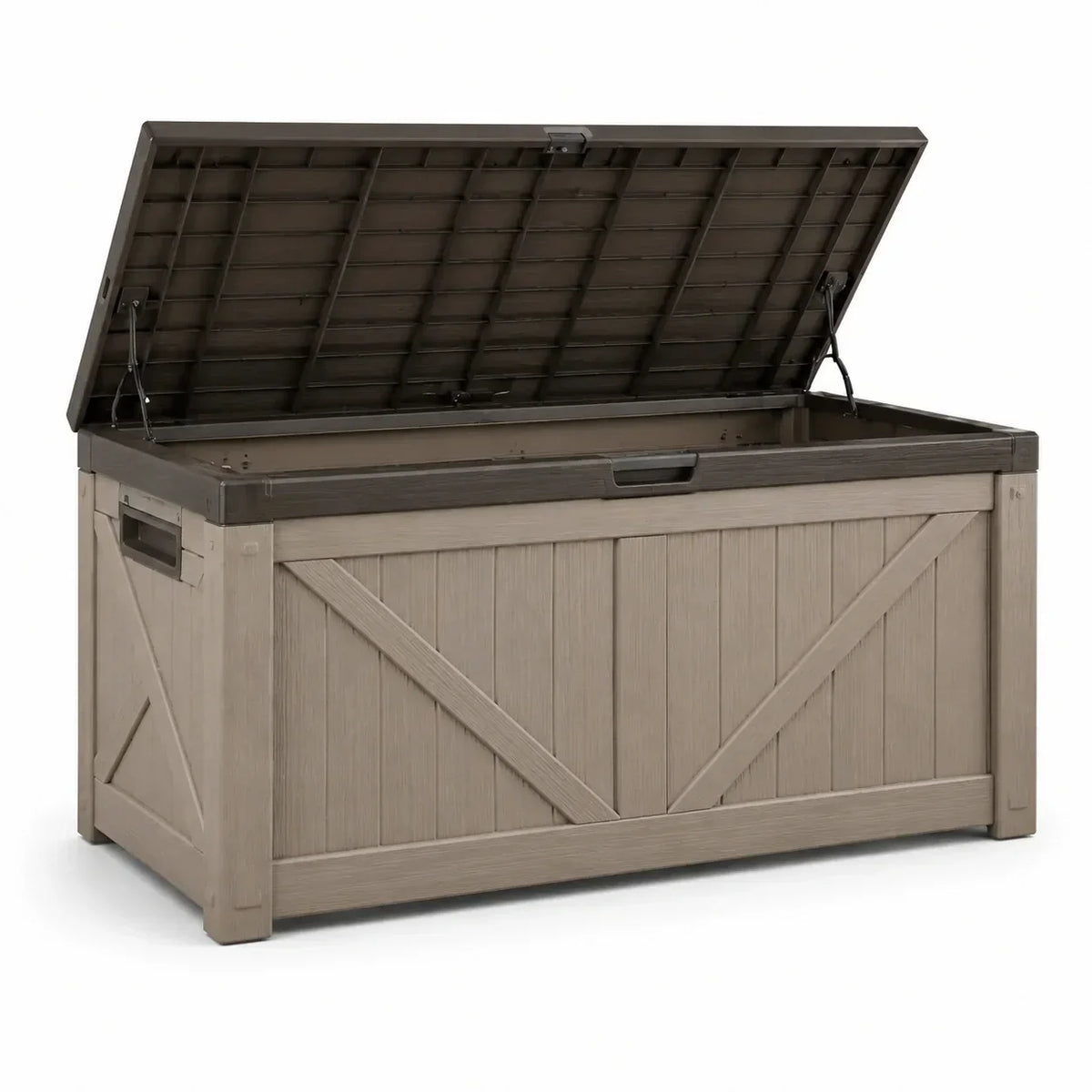 Caja de almacenamiento de plástico 117 cm x 45 cm x 56 cm marrón
