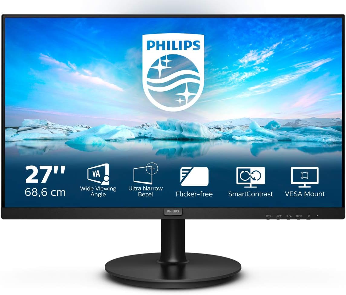 Monitor Philips 271V8LA de 68 cm (27 pulgadas) (VGA, HDMI, 1920 x 1080 px, 75 Hz, FreeSync) Negro