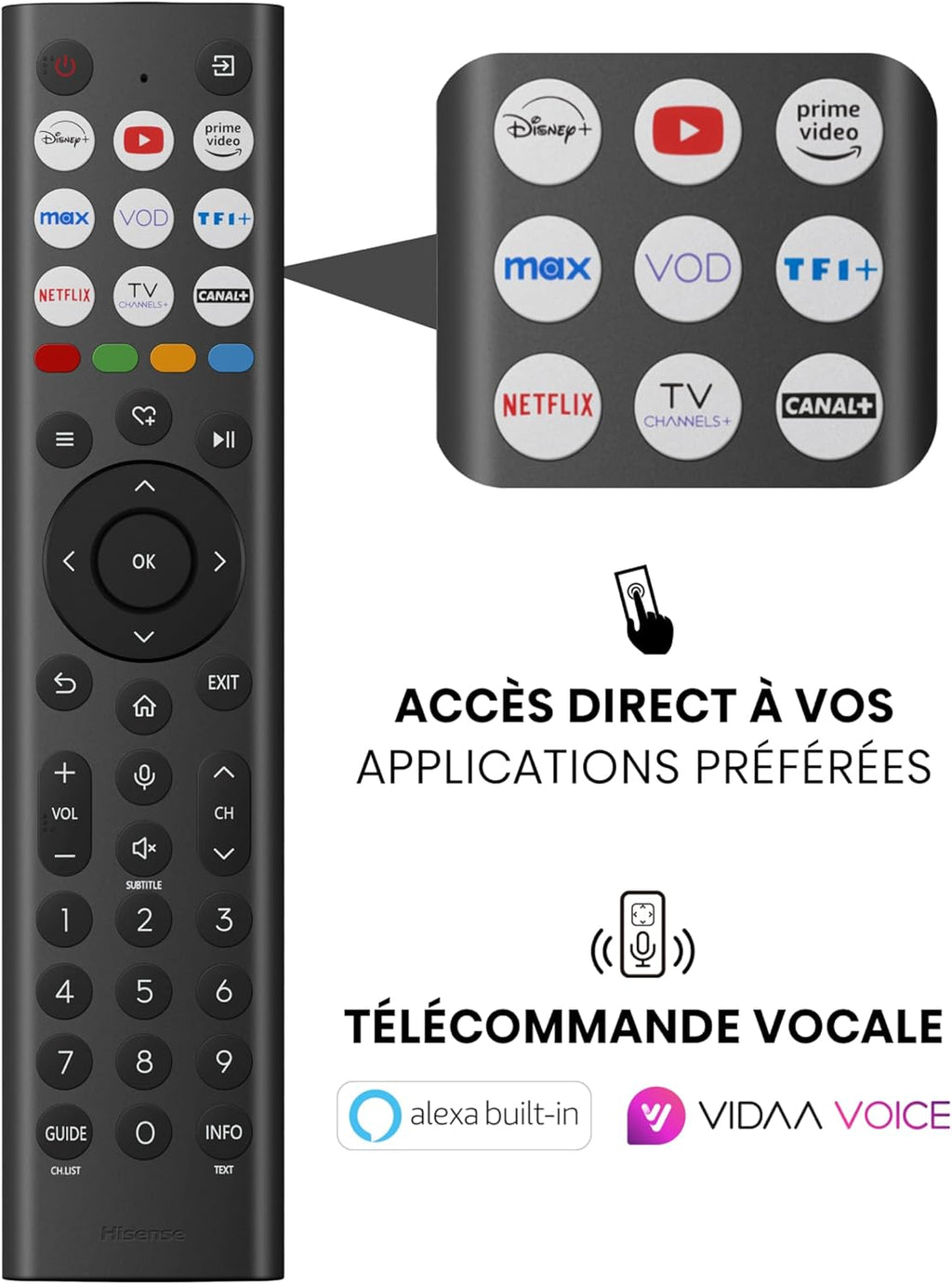 Smart TV Hisense de 65 pulgadas 65A6Q 4K UHD, Dolby Vision, HDR, VIDAA con Youtube, Netflix, Disney+, Channel+ (Modelo 2025)