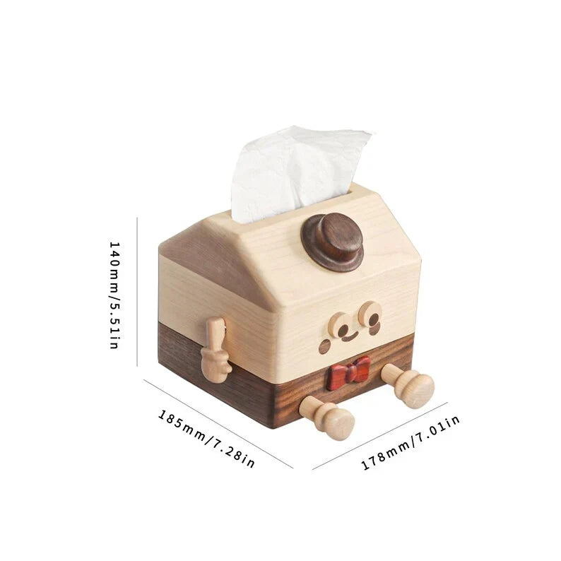 Caja de pañuelos de madera con tapa de nogal y arce, soporte para pañuelos cuadrados