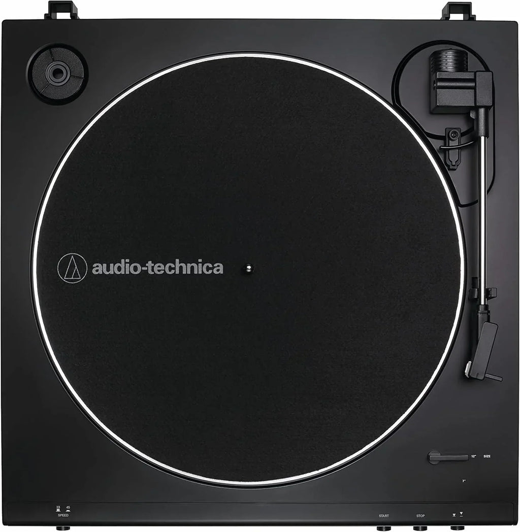 Tocadiscos estéreo analógico totalmente automático de transmisión por correa AT-LP60X, 33 1/3 y 45 RPM, negro
