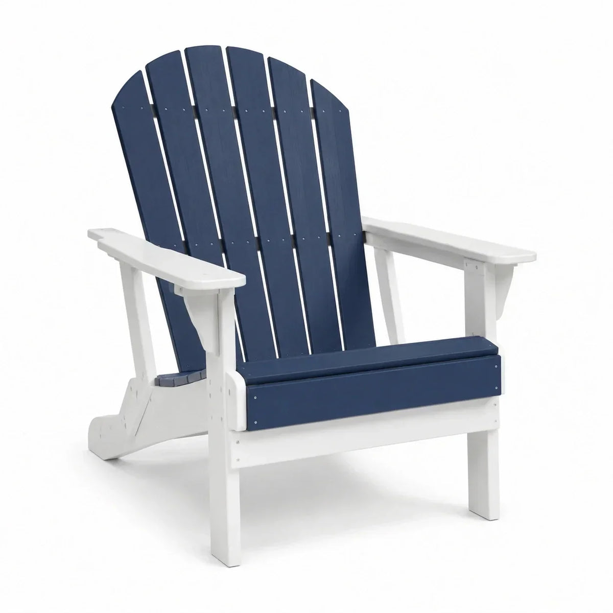Silla Adirondack con aspecto de madera, polimadera, azul/blanco, 90 cm