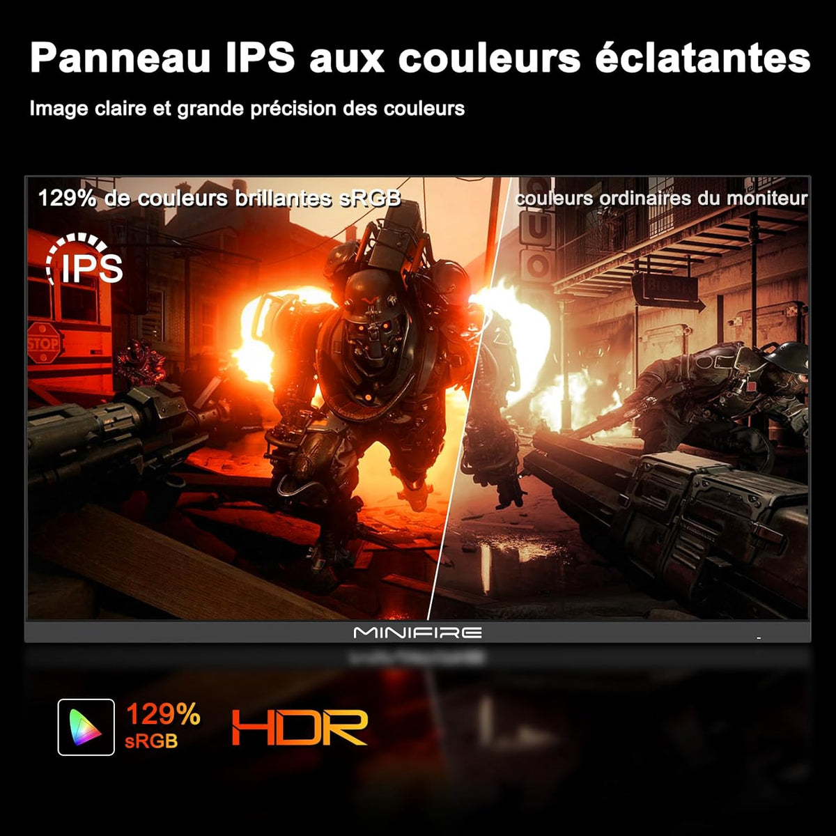 Monitor de juegos Minifire de 27 pulgadas, WQHD (2560×1440p) 200Hz 1ms (OD), pantalla Fast IPS Adaptive Sync HDR, HDMI/DP VESA 100×100mm (MFG27F4Q-200)