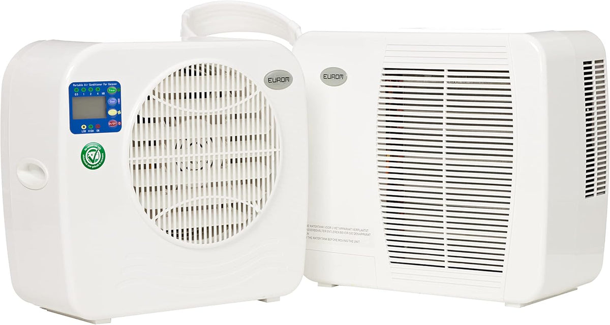 Aire acondicionado dividido EUROM AC2401 para caravanas, autocaravanas, camping, barcos, autobuses, campers, remolques y casas móviles | Aire acondicionado portátil con 2400 BTU | Modelo mejorado del legendario AC2400