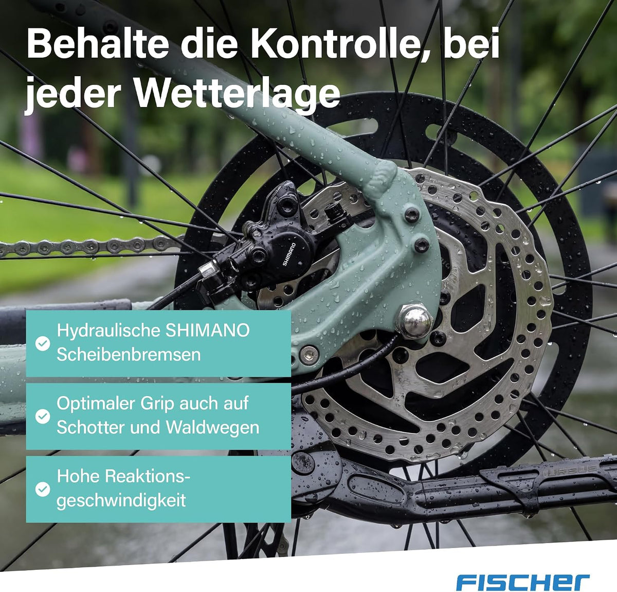 Bicicleta eléctrica de montaña Fischer E-Bike MTB Montis 2.2 Active para hombre y mujer, talla de cuadro 49, motor trasero 50 Nm, batería de 48 V