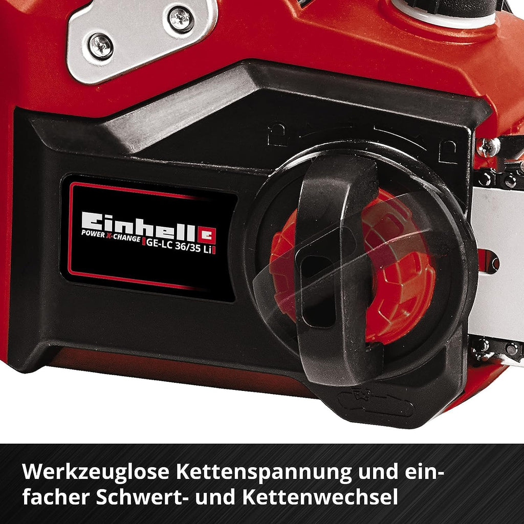 Motosierra de batería Einhell Professional GP-LC 36/35 Li-Solo Power X-Change (iones de litio, 36 V, 33 cm de longitud de corte, 15 m/s de velocidad de corte, motor eléctrico sin escobillas, sin batería ni cargador)