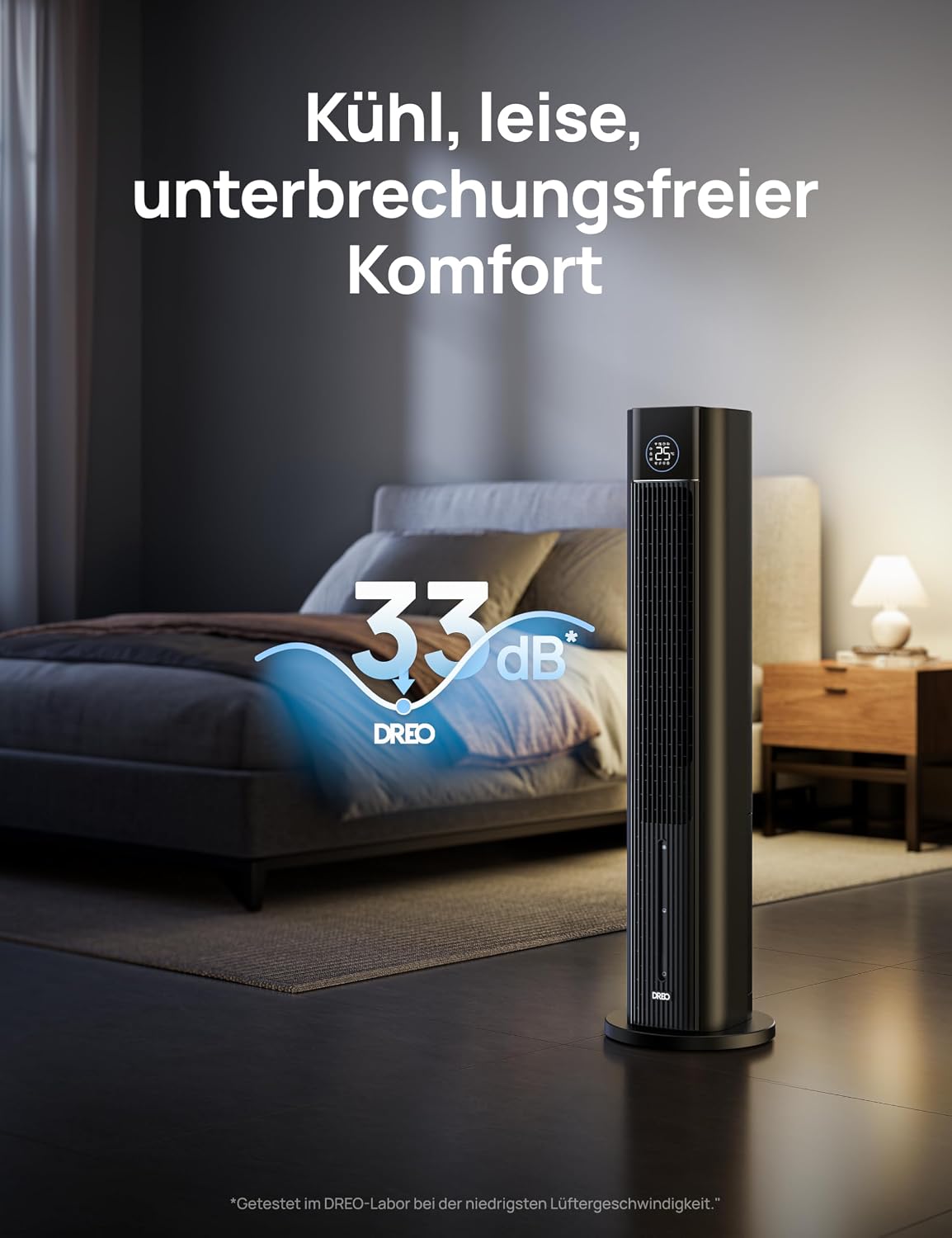Ventilador de torre DREO con refrigeración por agua, enfriador de aire de 110 cm con refrigeración por agua silenciosa, 4 velocidades y 4 modos, enfriador evaporativo, control por APP, bolsas de hielo, oscilación de 80°, temporizador de 12 h, negro