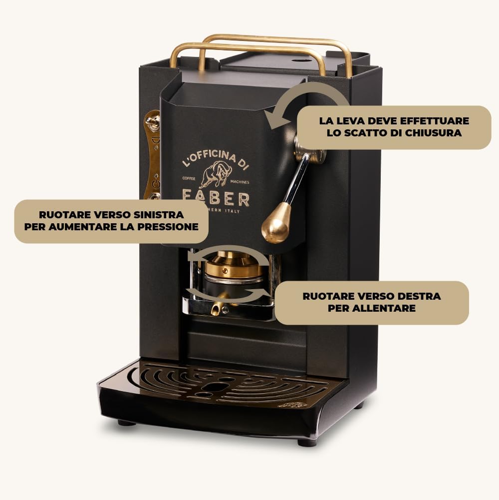 Cafetera Faber PRO Total Deluxe de latón, papel ESE de 44 mm, 1,3 litros, (blanco)