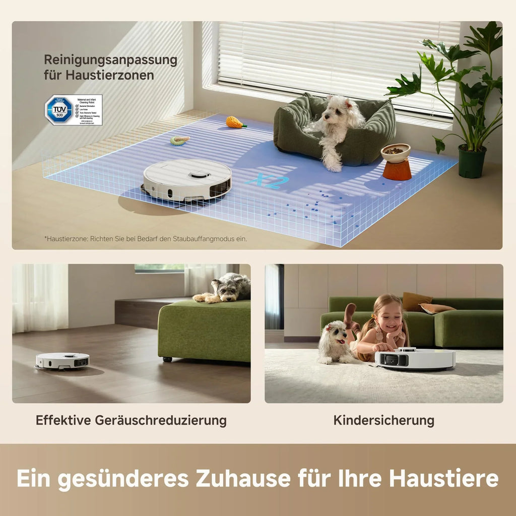 Robot aspirador con función de fregado RLL53SE, 25 000 Pa, 231 min de autonomía, elevación de mopa de 10,5 mm, autolimpieza de mopa, control por app
