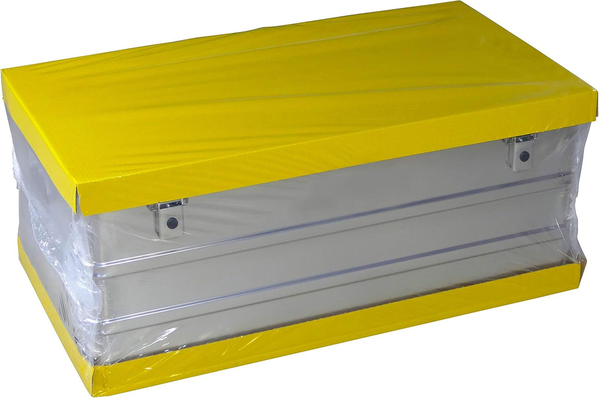 Caja de aluminio Alubox de 140 l de capacidad - Caja de herramientas resistente al polvo y a las salpicaduras - Caja de lanza, baúl metálico, arcón de jardín, caja de aluminio, caja de transporte, caja de herramientas, maletín de aluminio