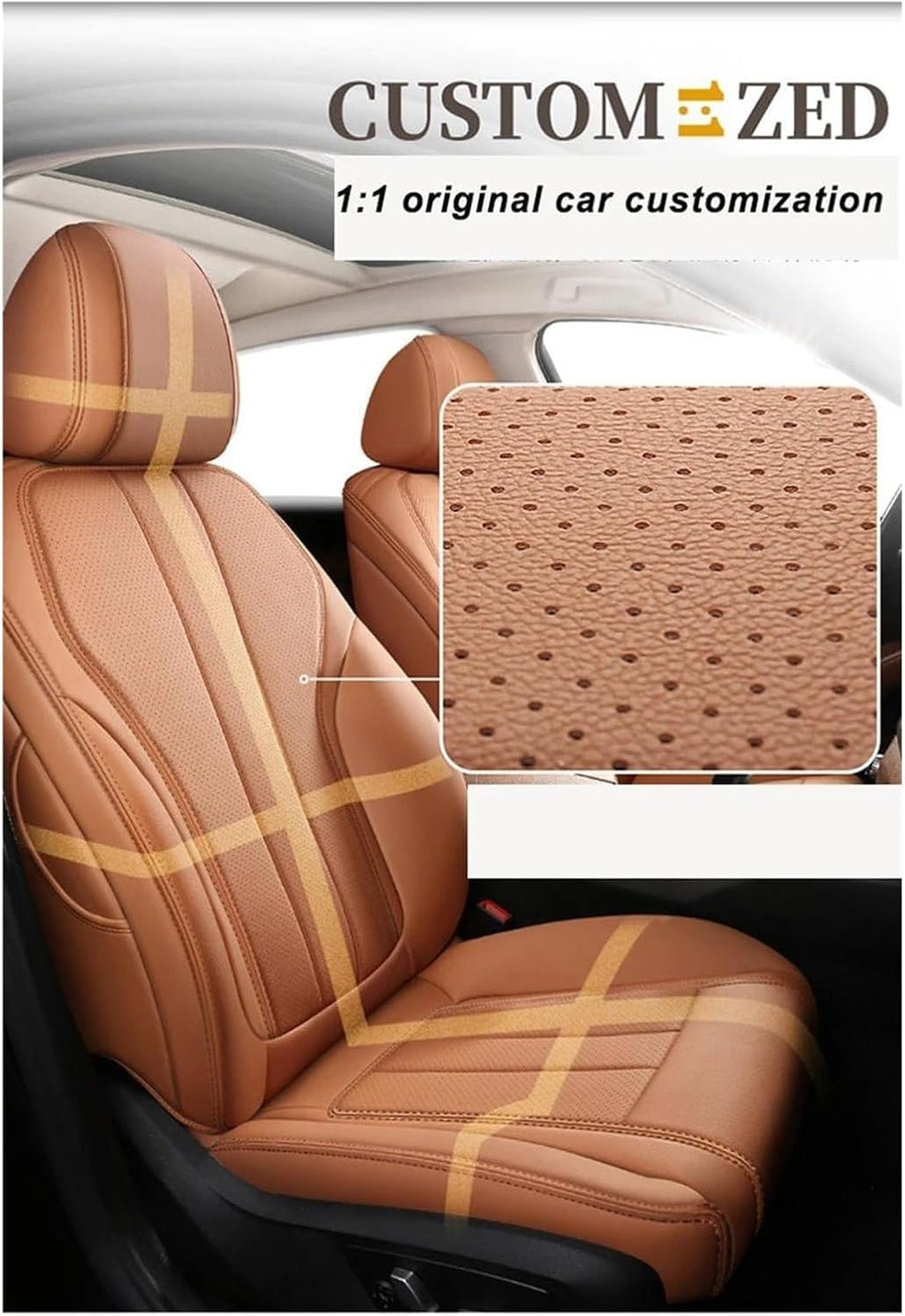 FNCVTM para Chrysler 200 300C Juego completo de accesorios de cuero para fundas de asiento de coche, cojines para asientos delanteros (Negro, 5 plazas)