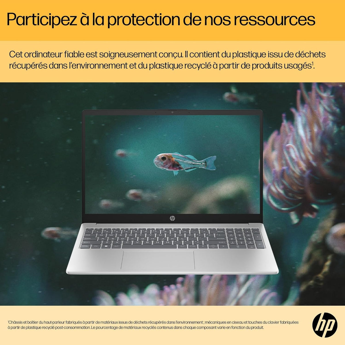 Ordenador portátil HP 15-fc0006sf de 15,6" FHD (AMD Ryzen 5 7520U, 8 GB de RAM, SSD de 256 GB, gráficos AMD Radeon, Windows 11), portátil plateado, teclado AZERTY
