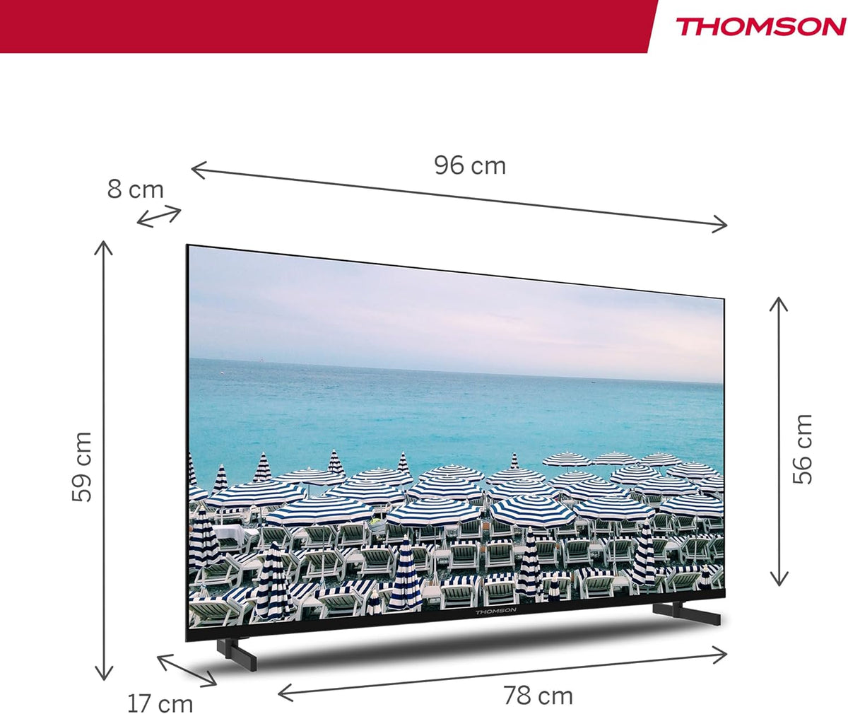 THOMSON 43 pulgadas (109 cm) LED Full HD Easy TV – No Smart – Modo Hotel, USB, HDMI, Triple sintonizador (Cable/Satélite/Antena), AV in, CI+, Panel A+ – 43FD2S13
