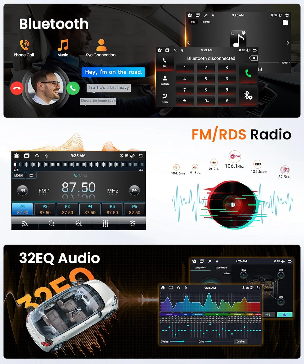 Autorradio Android 4G+64G para Fiat Ducato 3/Peugeot Boxer 2/Citroen Jumper 2 2006-2022 con Carplay inalámbrico, Android Auto, GPS, navegación, WiFi, pantalla de 9 pulgadas, Bluetooth, FM/RDS/32EQ/USB/SWC y cámara de visión trasera